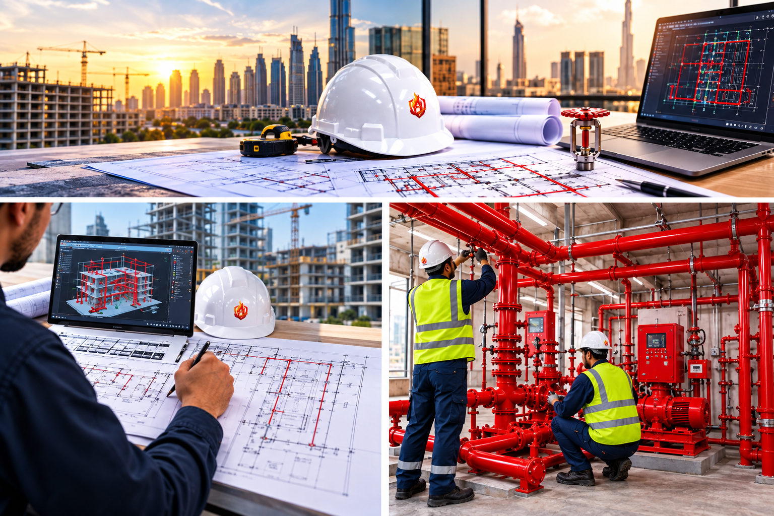Heat Wave fire protection engineers planning a fire system installation